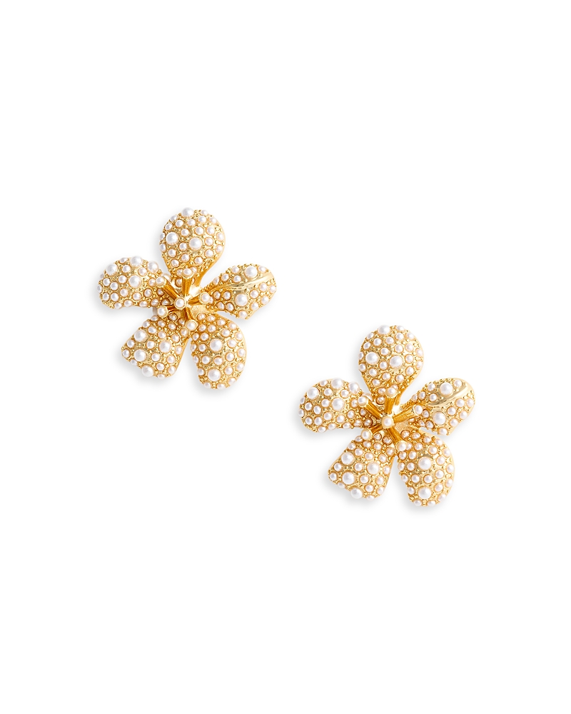 Self-Portrait Imitation Pearl Encrusted Flower Earrings