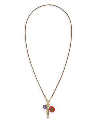 The Cubic Triple Charm Cord Pendant Necklace, 32"