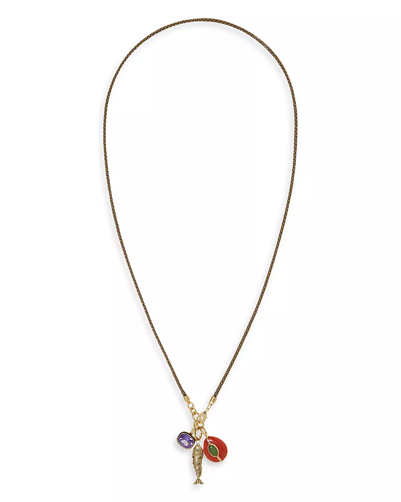 Roxanne Assoulin The Cubic Triple Charm Cord Pendant Necklace, 32