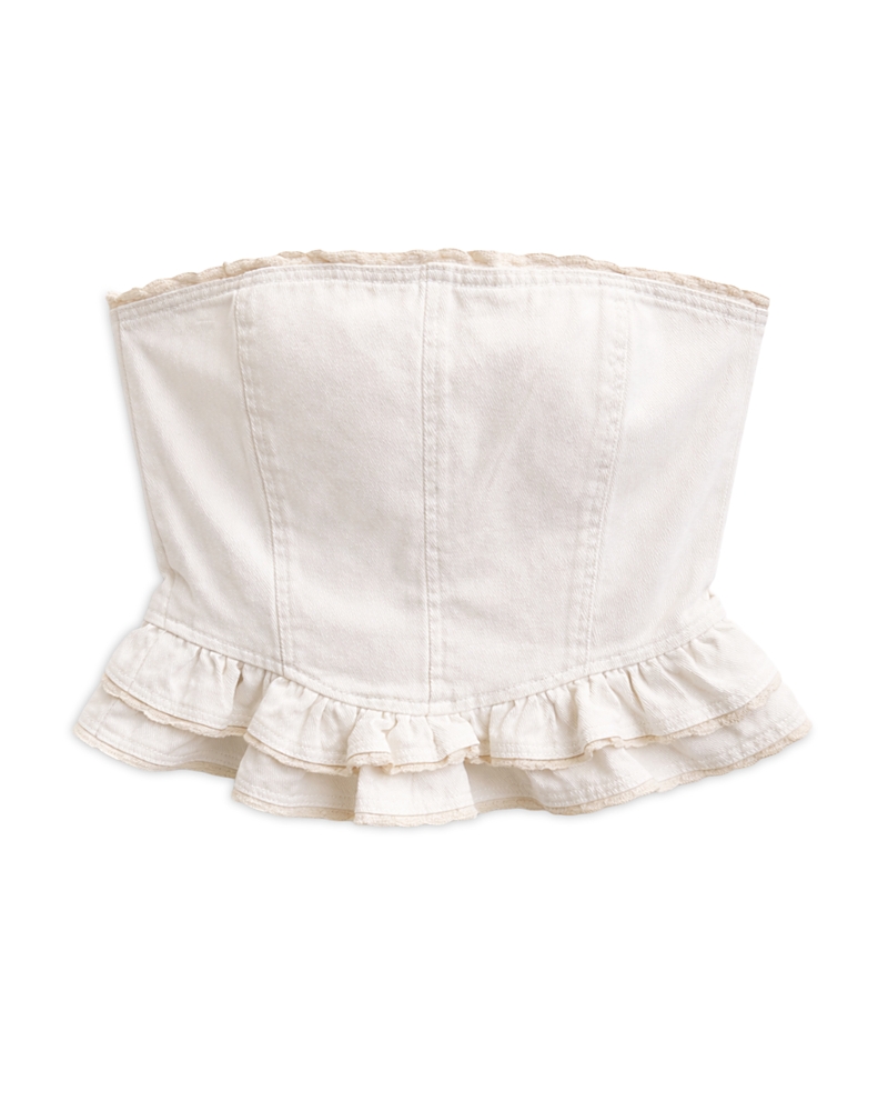 KatieJnyc Girls' Tween Kauai Denim Lace Trim Bustier Top - Big Kid