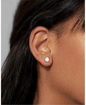  Solitaire Stud Earrings in 14K Gold, 1.5ctw Emerald Lab Grown Diamond