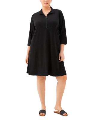 Plus 3/4 Sleeve Zip Up Travel Dress