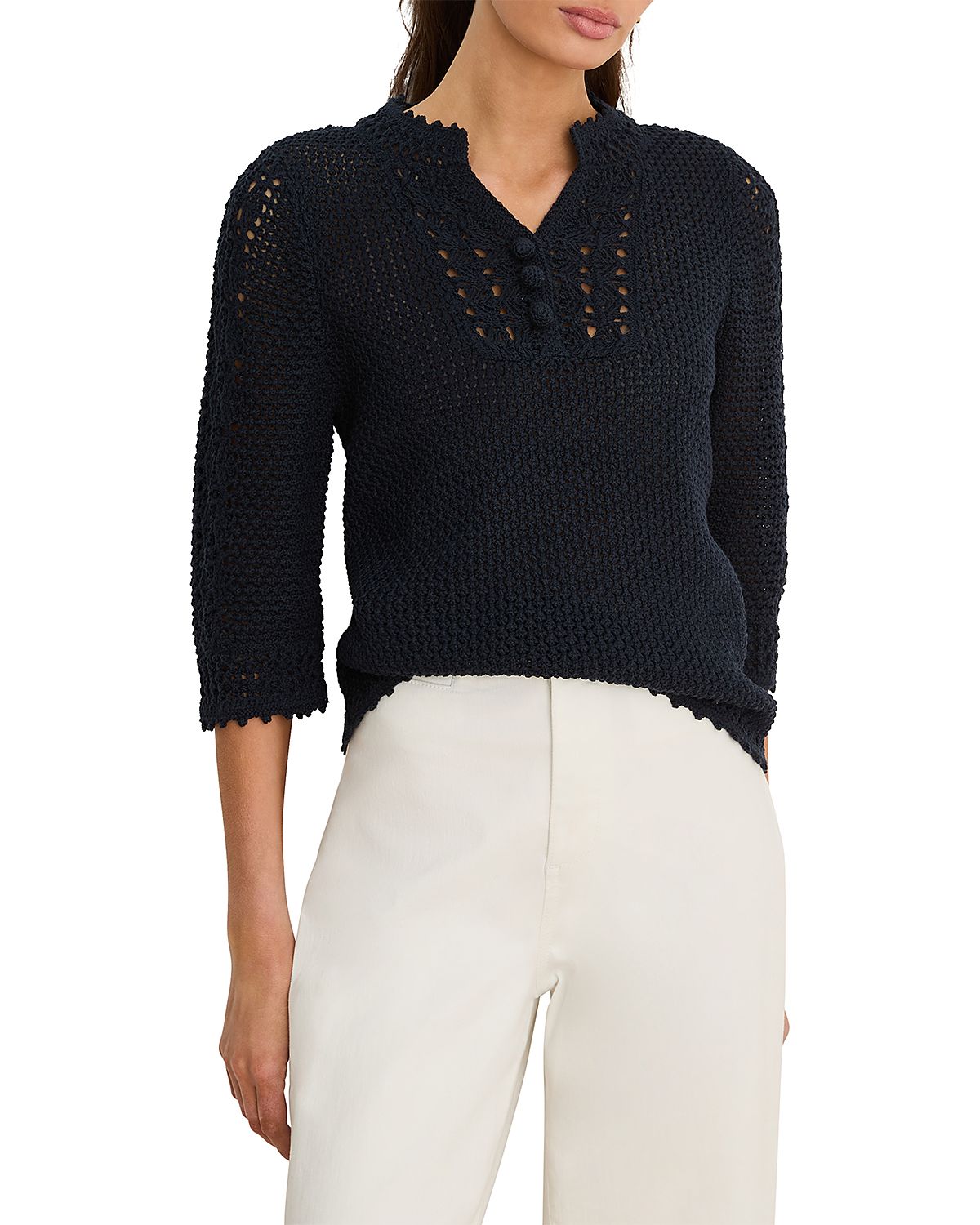 Nic+Zoe Crochet Mesh Sweater