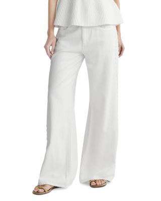 Alex Aura Baggy Wide Leg Low Rise Jeans in White Lace