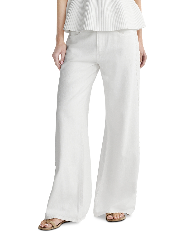 DL1961 Alex Aura Baggy Wide Leg Low Rise Jeans in White Lace