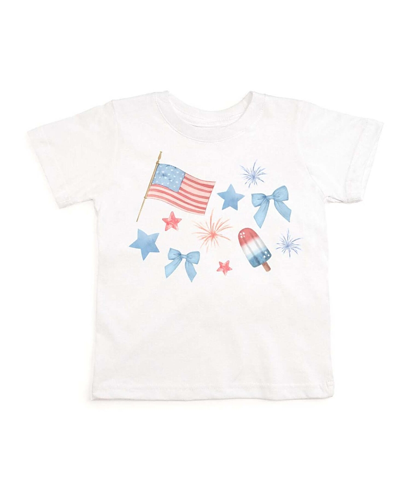 Sweet Wink Girls' Patriotic Watercolor Short Sleeve T-Shirt - Baby, Little Kid, Big Kid
