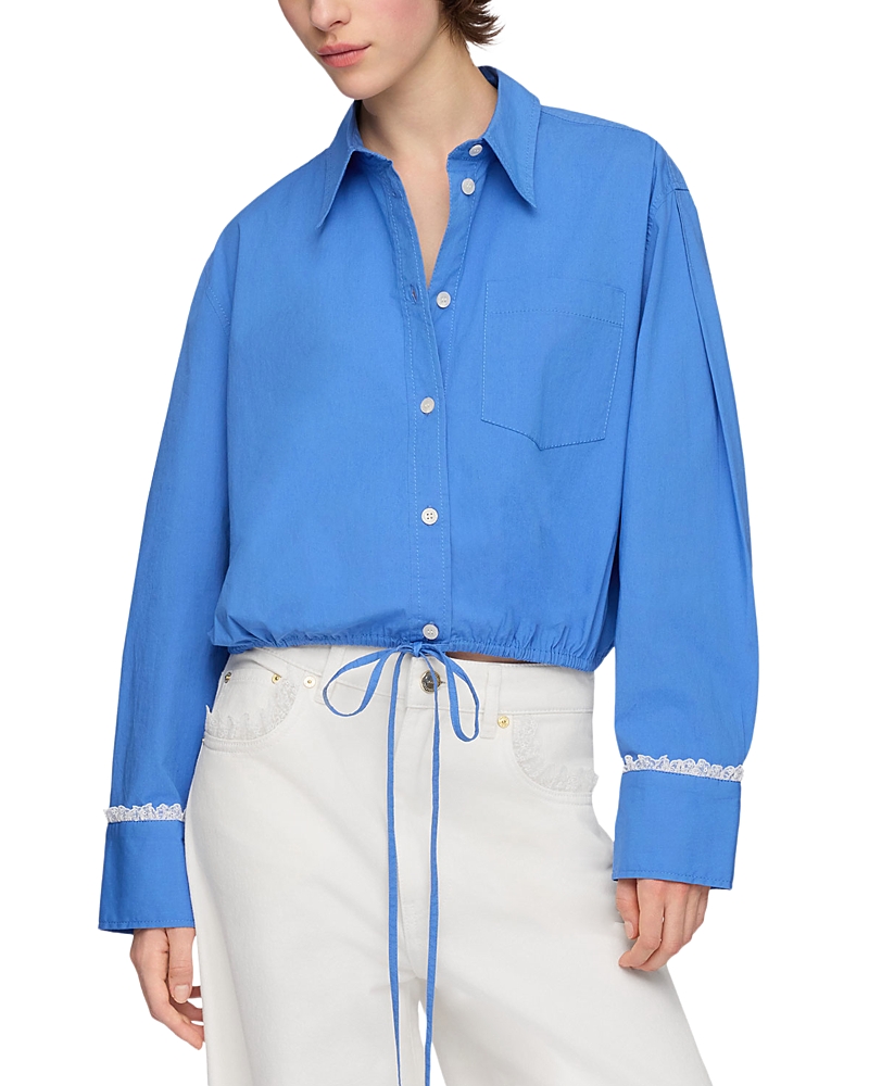 Ganni Stretch Cotton Cropped Shirt