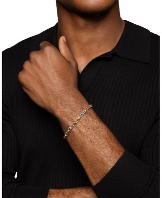 Men's DY Madison&reg; Chain Bracelet in Sterling Silver with 18K Yellow Gold, 6mm