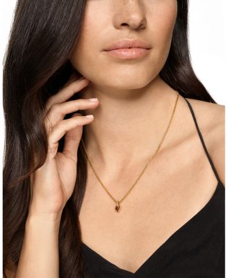 Mini Heart Amulet in 18K Yellow Gold with Rhodolite Garnet, 7.2mm