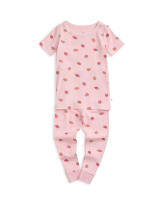 Girls' Strawberry Ribbed Short Sleeve Pajama Set - Baby