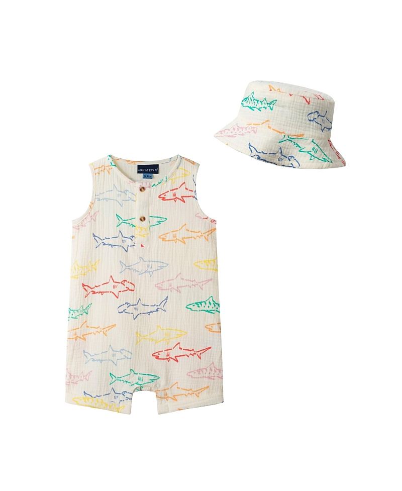 Andy & Evan Boys' Henley Romper & Hat Set - Baby