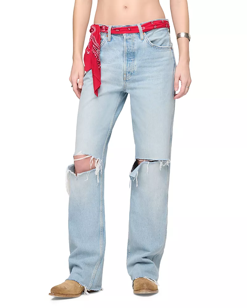 Re/Done 90s High Rise Loose Distress Jeans in Silversprings