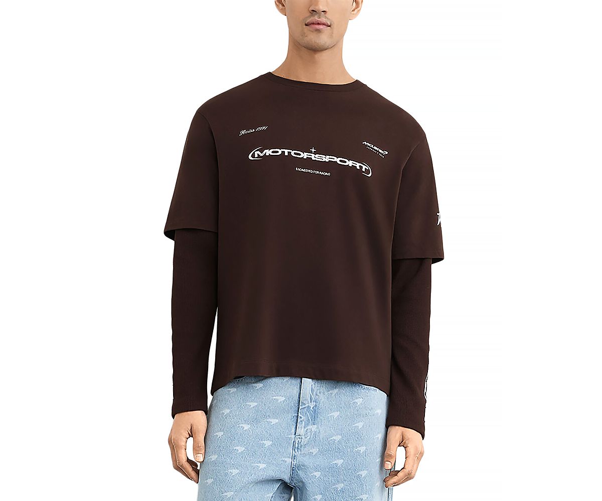 Reiss x McLaren Unisex Rovik Double Layer Long Sleeve T Shirt