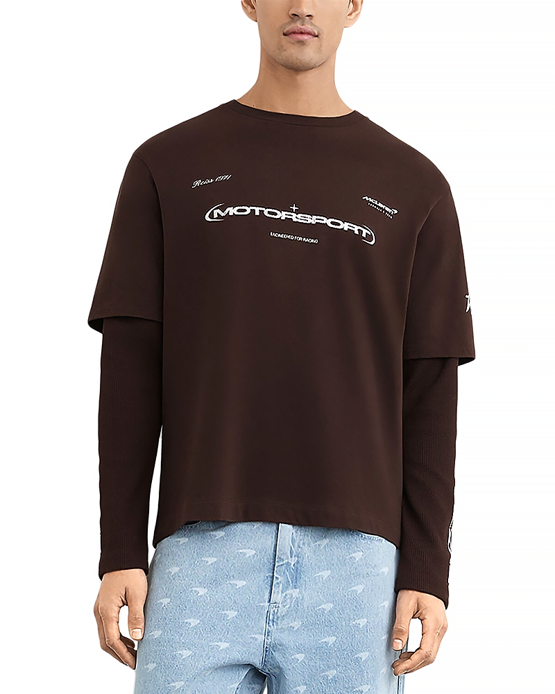 Reiss x McLaren Unisex Rovik Double Layer Long Sleeve T Shirt