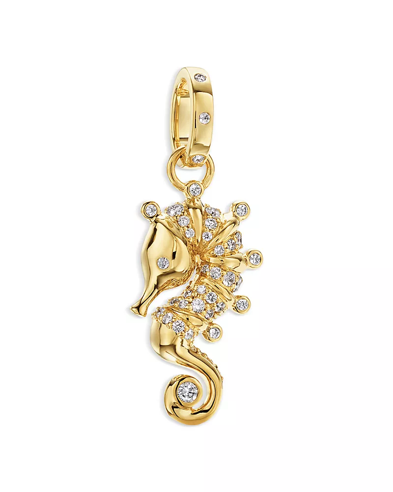 Temple St. Clair 18K Yellow Gold Fj Diamond Seahorse Pendant, 0.35 tcw
