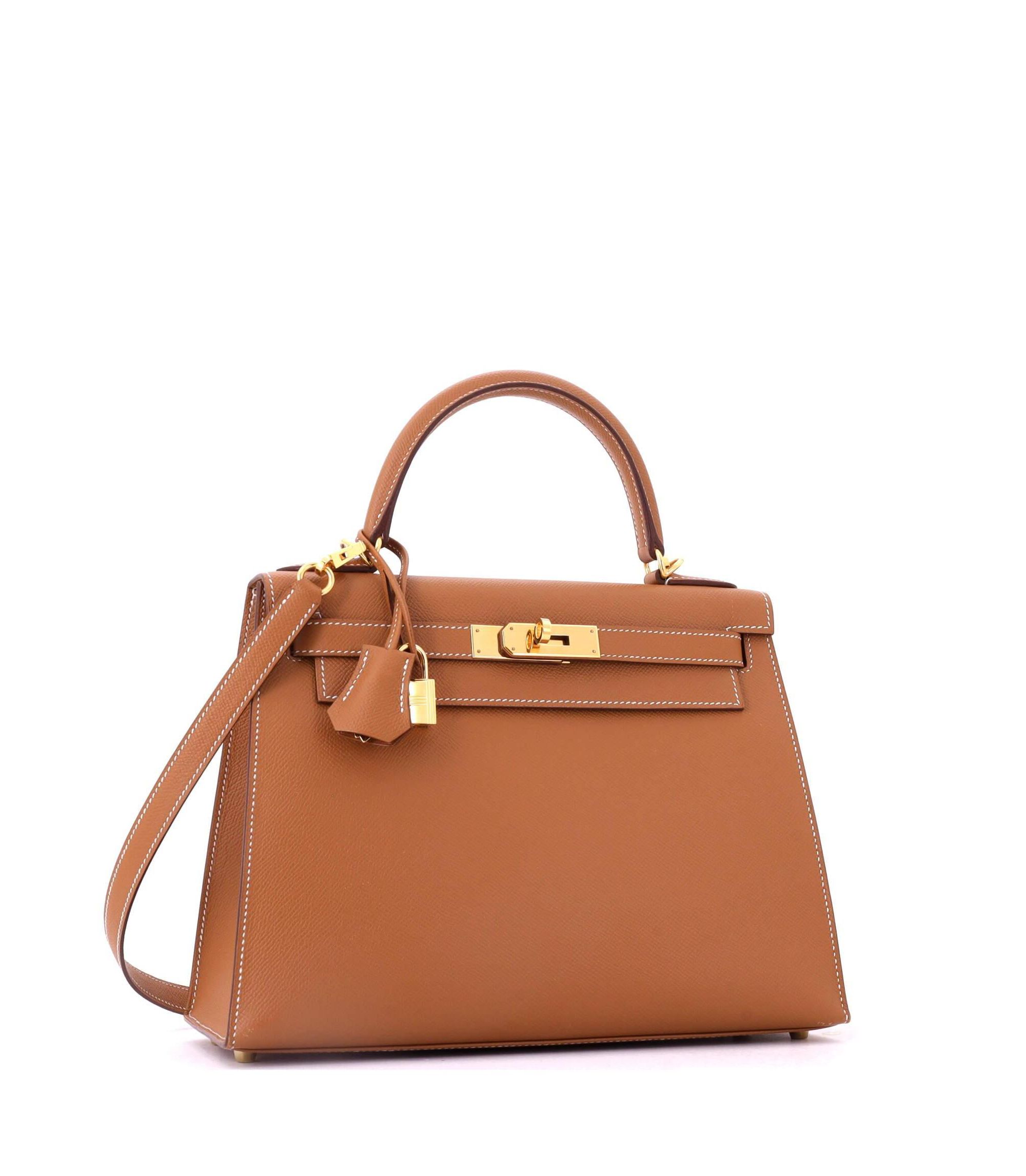 Kelly 28 Handbag Brown Epsom with Hardware — Image 3
