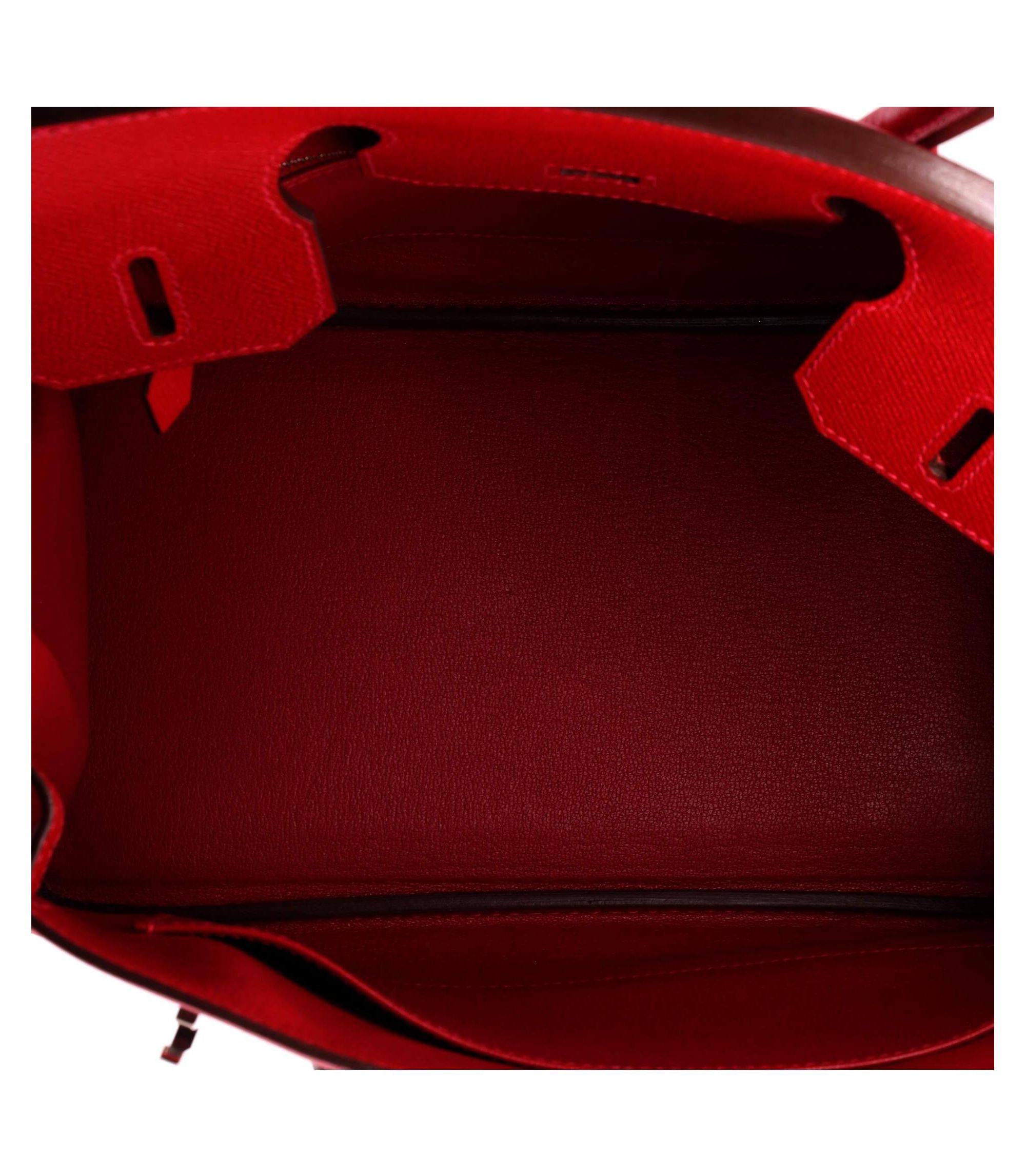 Birkin 30 Handbag Red Epsom with Palladium Hardware — Image 8