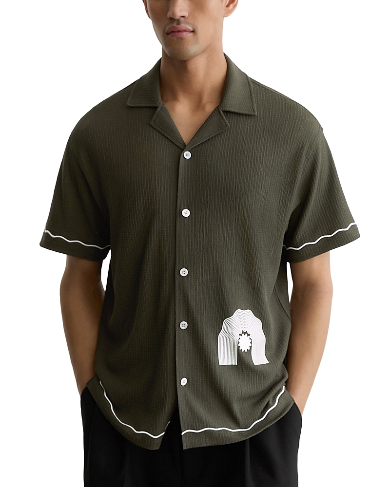 Reiss Solano Short Sleeve Textured Printed Shirt