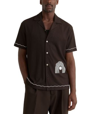 Reiss Solano Short Sleeve Textured Printed Shirt