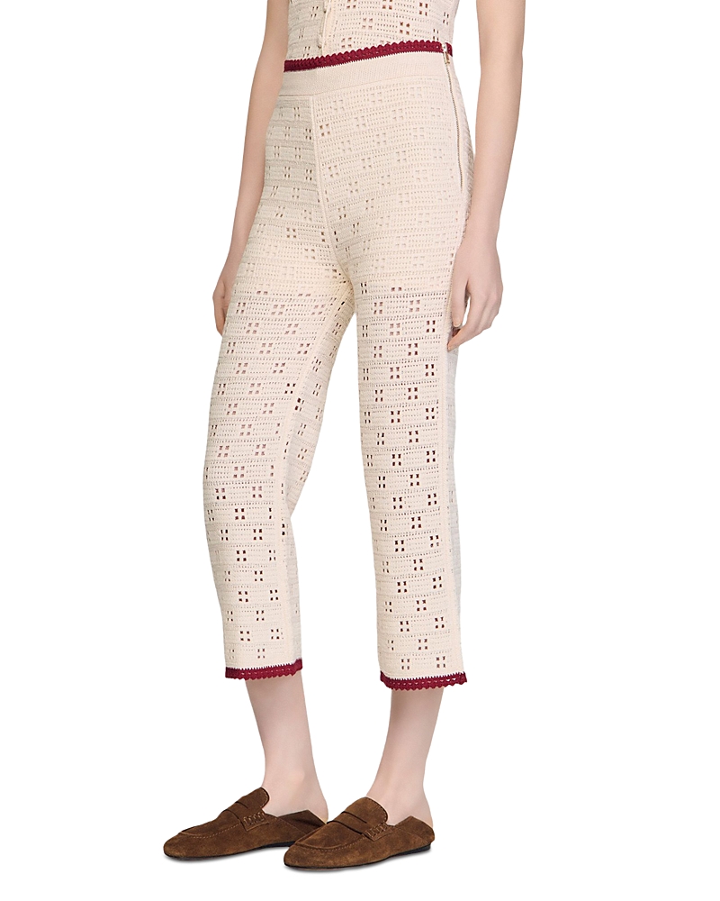 Sandro Crochet Look Knit Trousers