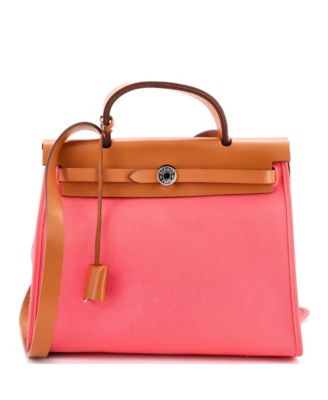 Pre-owned Pre-owned Hermes  Hermes 31 Herbag Zip Leather And Toile In Pink