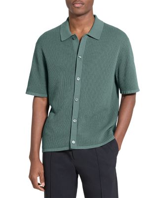 Theory Short Sleeve Button Down Shirt in Tactile Cotton