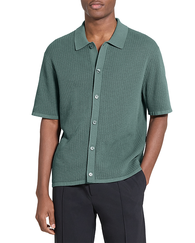 Theory Short Sleeve Button Down Shirt in Tactile Cotton