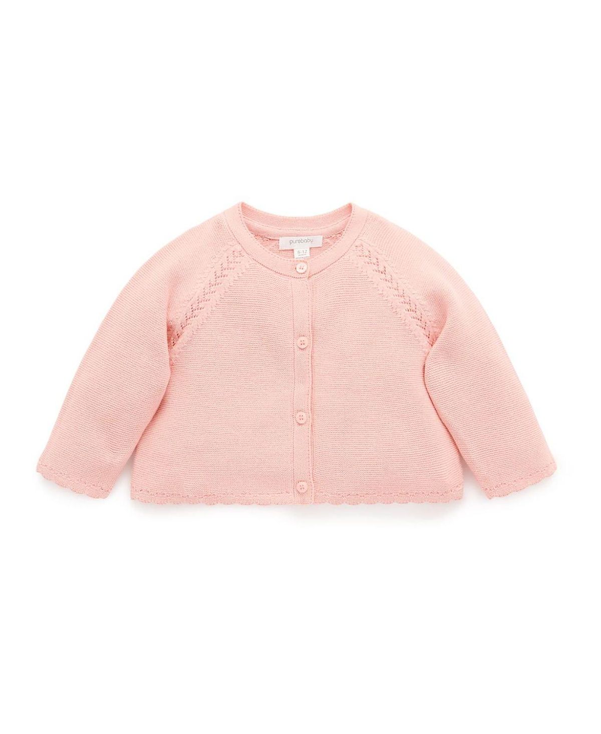 Purebaby Girls' Scalloped Knit Cardigan - Baby