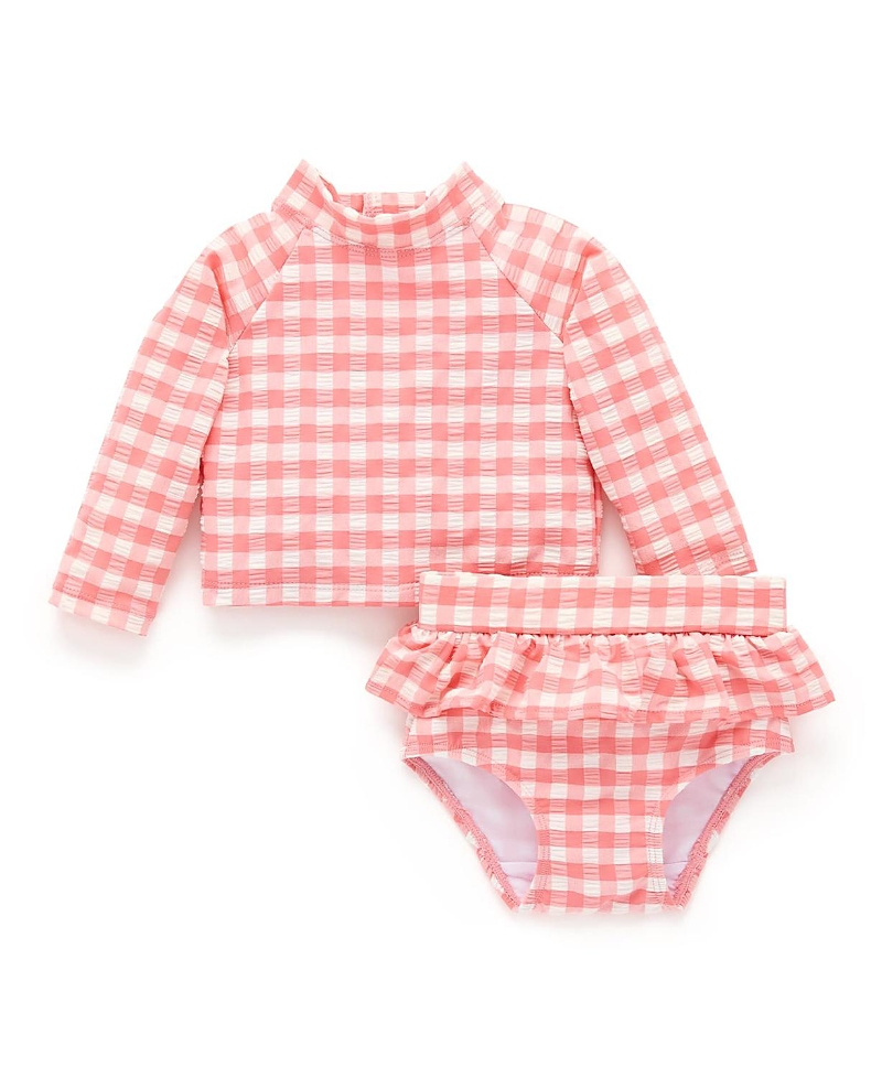 Purebaby Girls' Printed Longsleeve Rashie Swim Set - Baby, Little Kid
