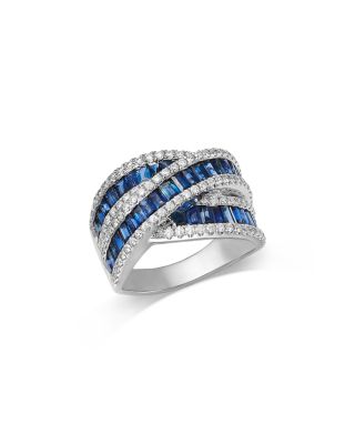 Bloomingdale's Fine Collection Blue Sapphire & Diamond Crossover Ring in 14K White Gold