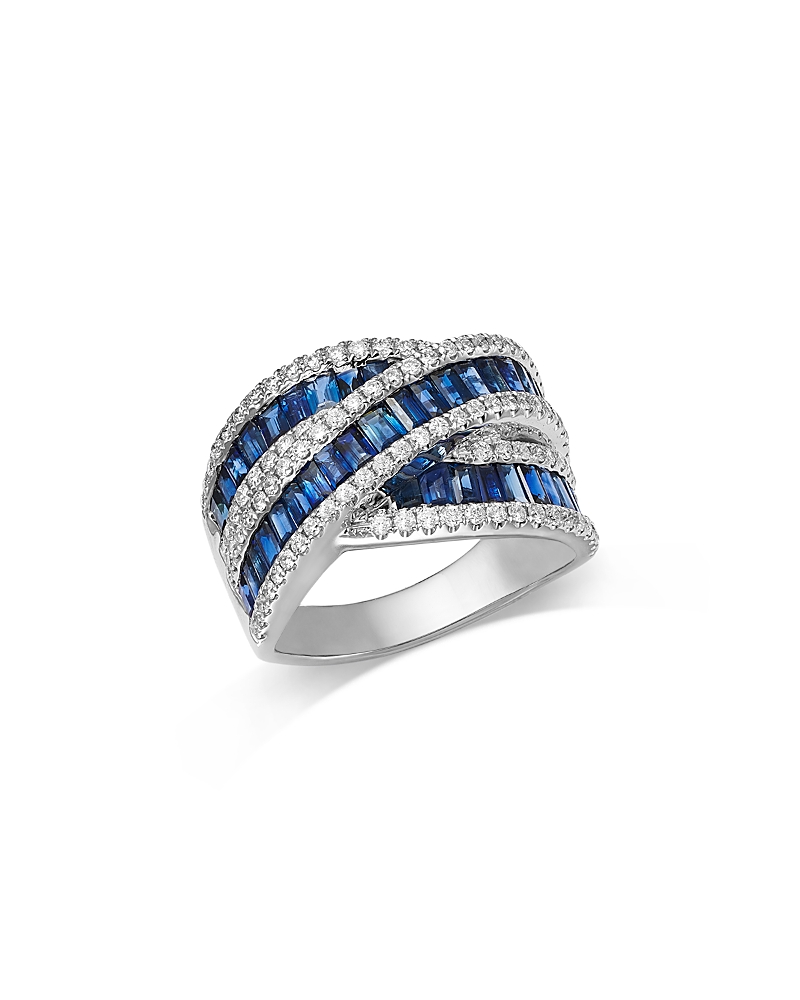 Bloomingdale's Fine Collection Blue Sapphire & Diamond Crossover Ring