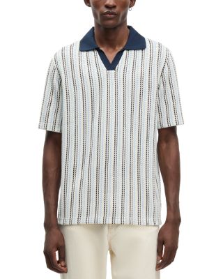 Samac V-Neck Stripe Polo Shirt