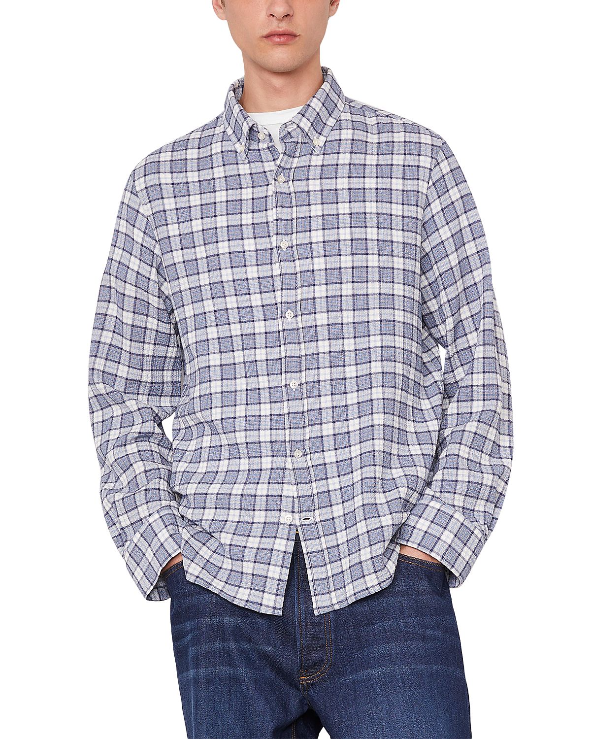 Officine Generale Arsene Waffled Checked Shirt