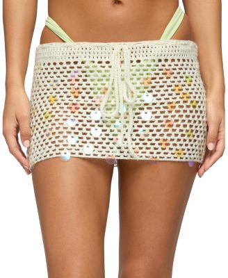  Kirah Sequin Crochet Mini Skirt
