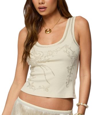 Taliah Beaded Scoop Neck Tank Top