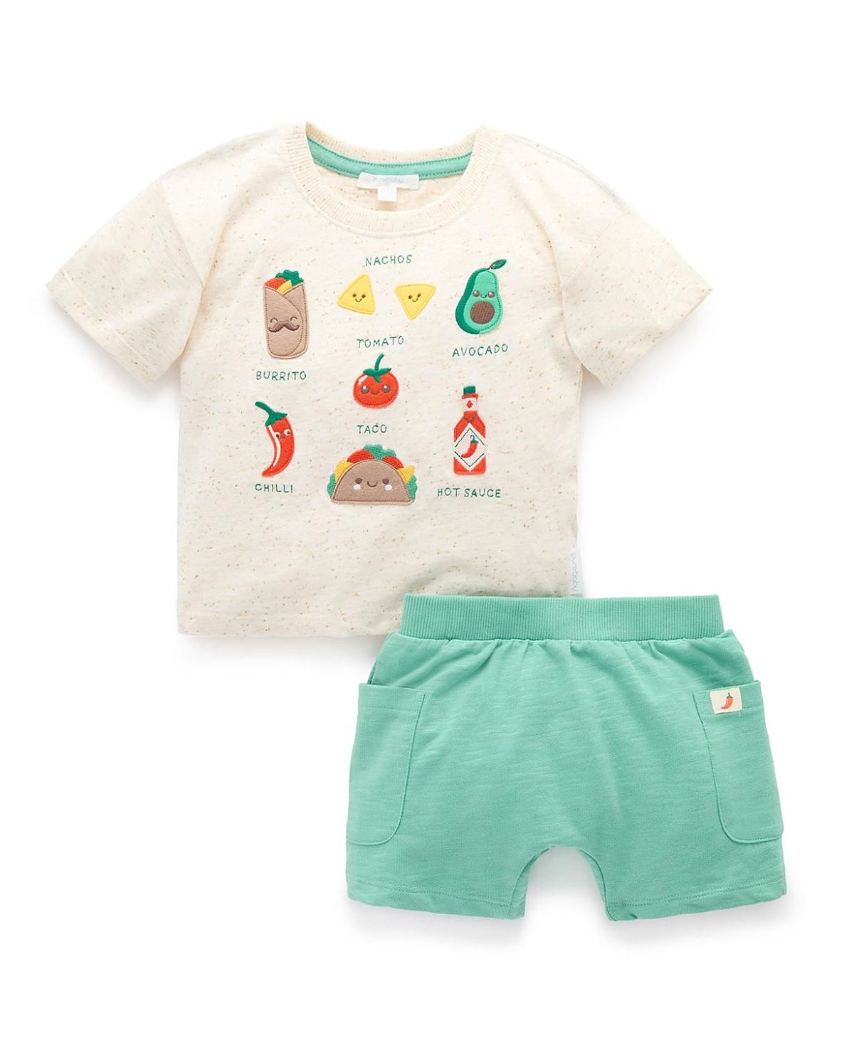 Purebaby Boys' Small Bites Tee and Short Set - Baby, Little Kid