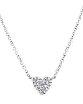 Moon & Meadow 14K Gold Diamond Pave Small Heart Pendant Necklace, 0.09 tcw