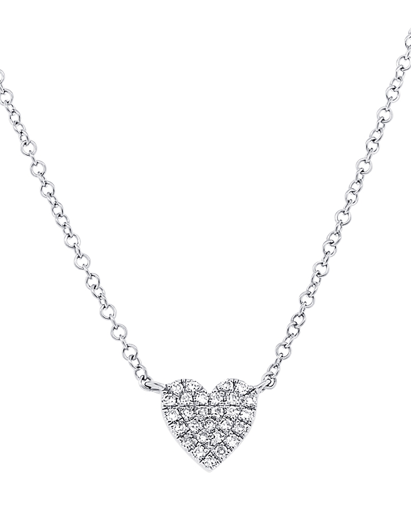 Moon & Meadow 14K Gold Diamond Pave Small Heart Pendant Necklace, 0.09 tcw