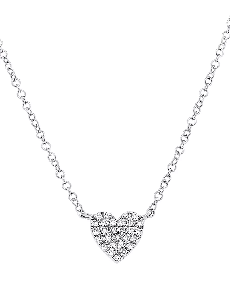 Moon & Meadow 14K Gold Diamond Pave Small Heart Pendant Necklace, 0.09 tcw