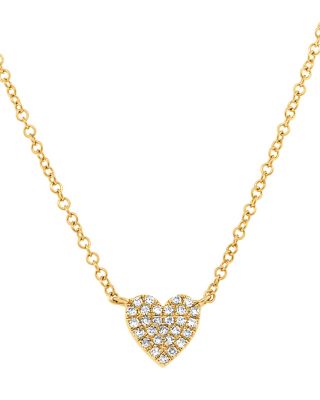 14K Gold Kate Diamond Pav&eacute; Small Heart Pendant Necklace, 0.09 tcw