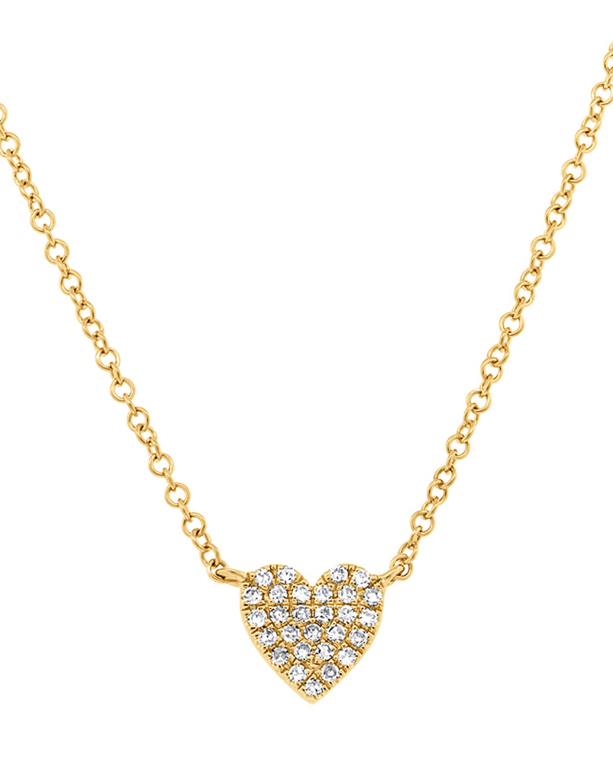 14K Gold Kate Diamond Pavé Small Heart Pendant Necklace, 0.09 tcw