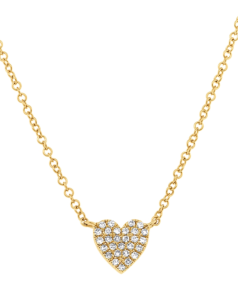 Moon & Meadow 14K Gold Diamond Pave Small Heart Pendant Necklace, 0.09 tcw