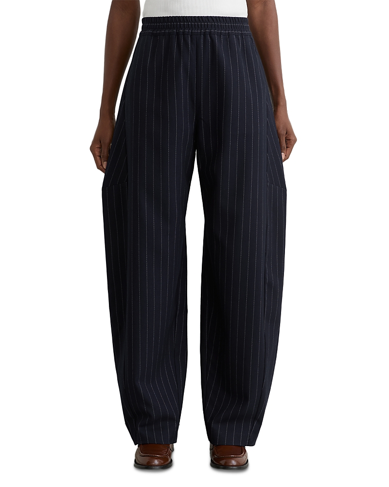 Reiss Elle Pinstriped High Rise Barrel Trousers