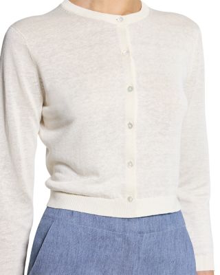 Theory Linen Blend Cropped Cardigan | Bloomingdale's Women