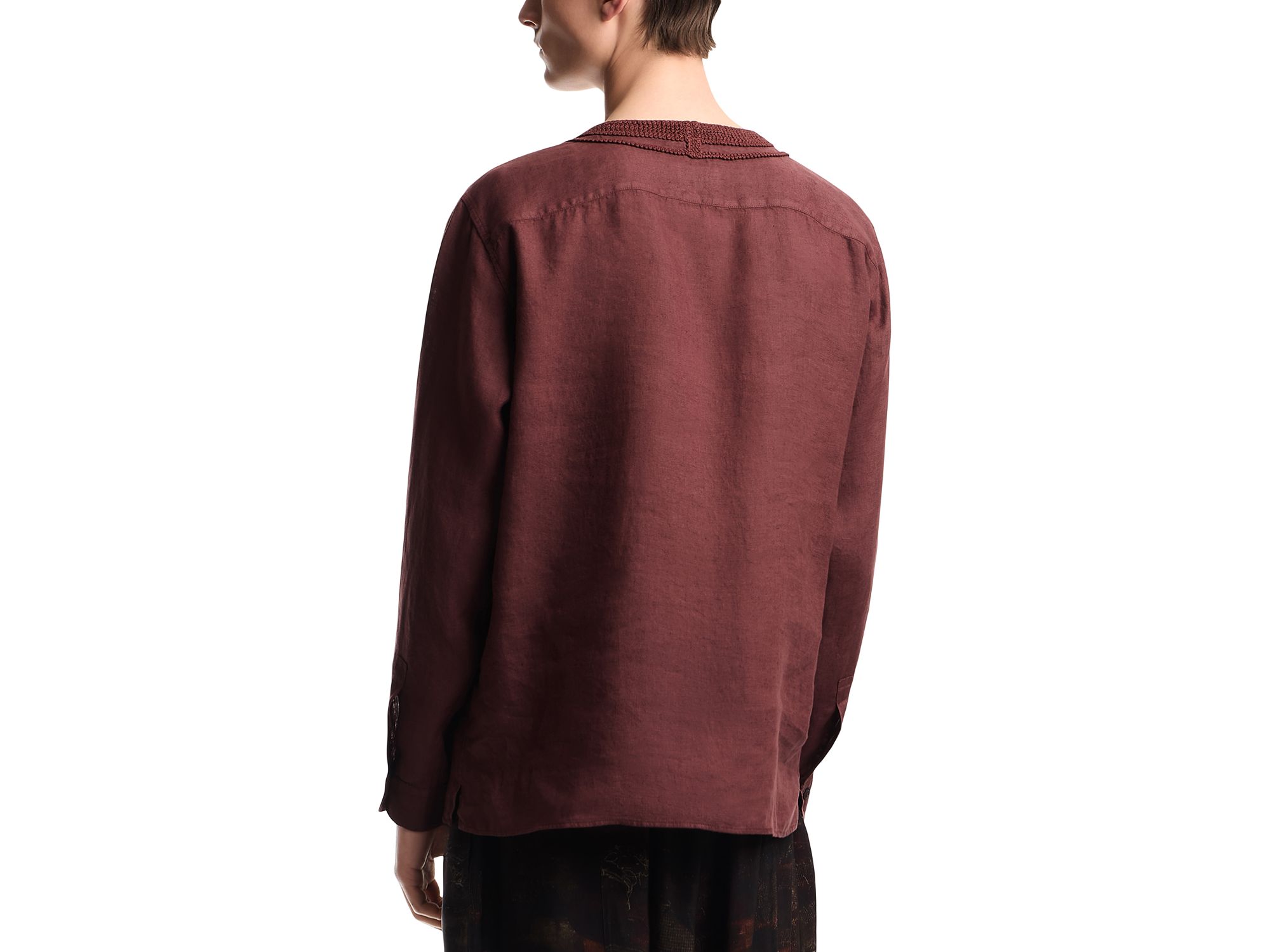 Garment Dyed Linen Deep V-Neck Shirt — Image 5