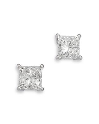 Bloomingdale's Fine Collection Diamond Princess Cut Stud Earrings in 14K White Gold, 2.0 tcw