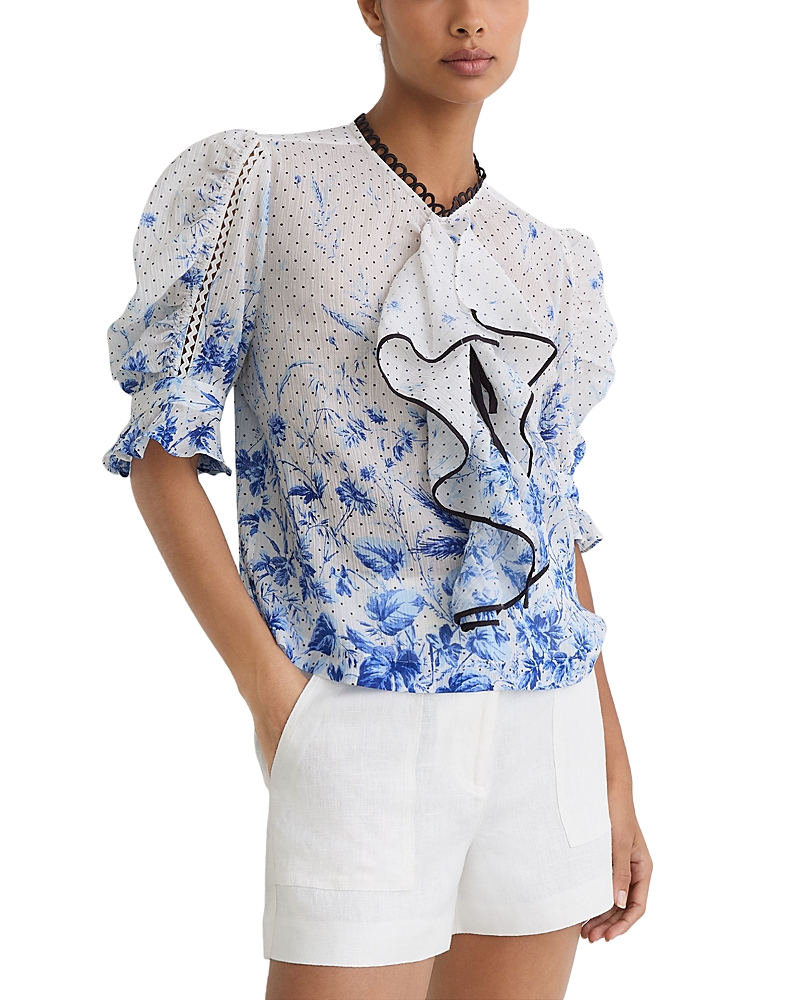 Reiss Ruffle Printed Blouse
