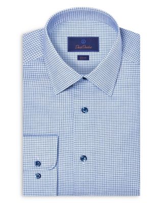 Slim Fit Stretch Twill Micro Check Dress Shirt