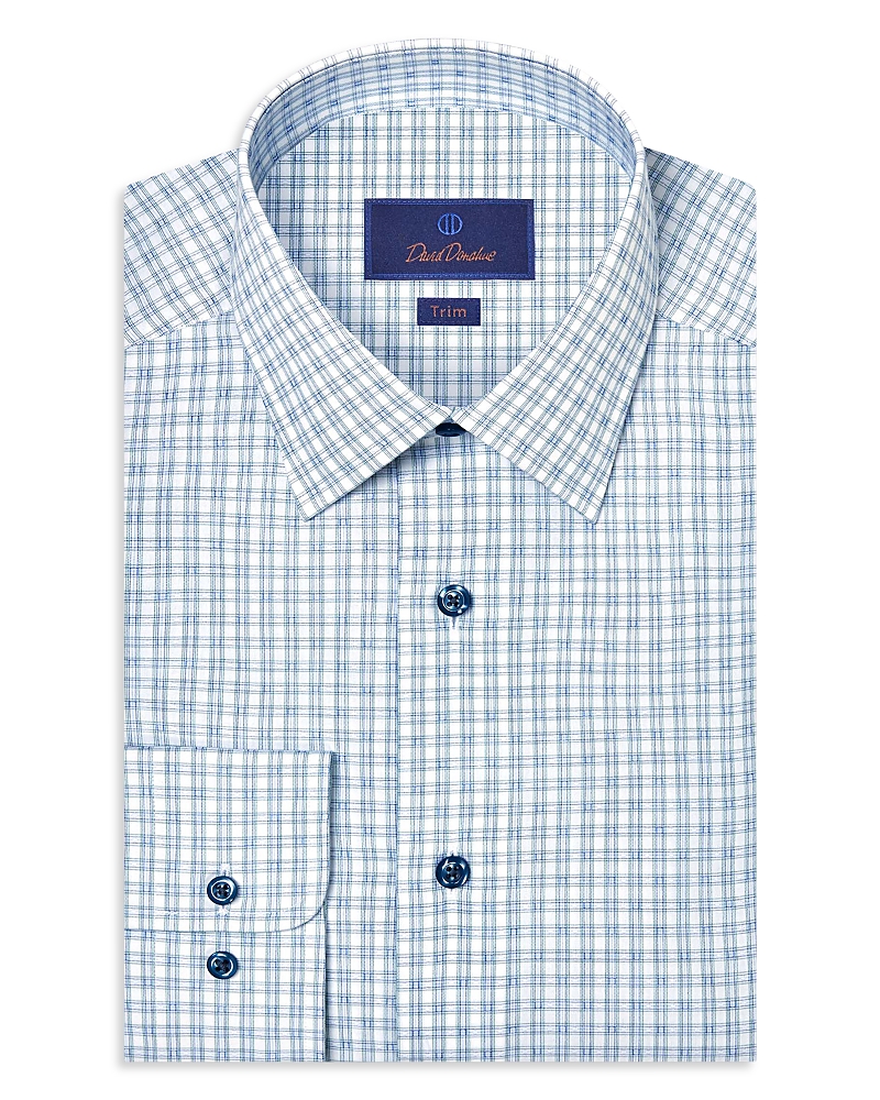David Donahue Trim Fit Dobby Check Dress Shirt