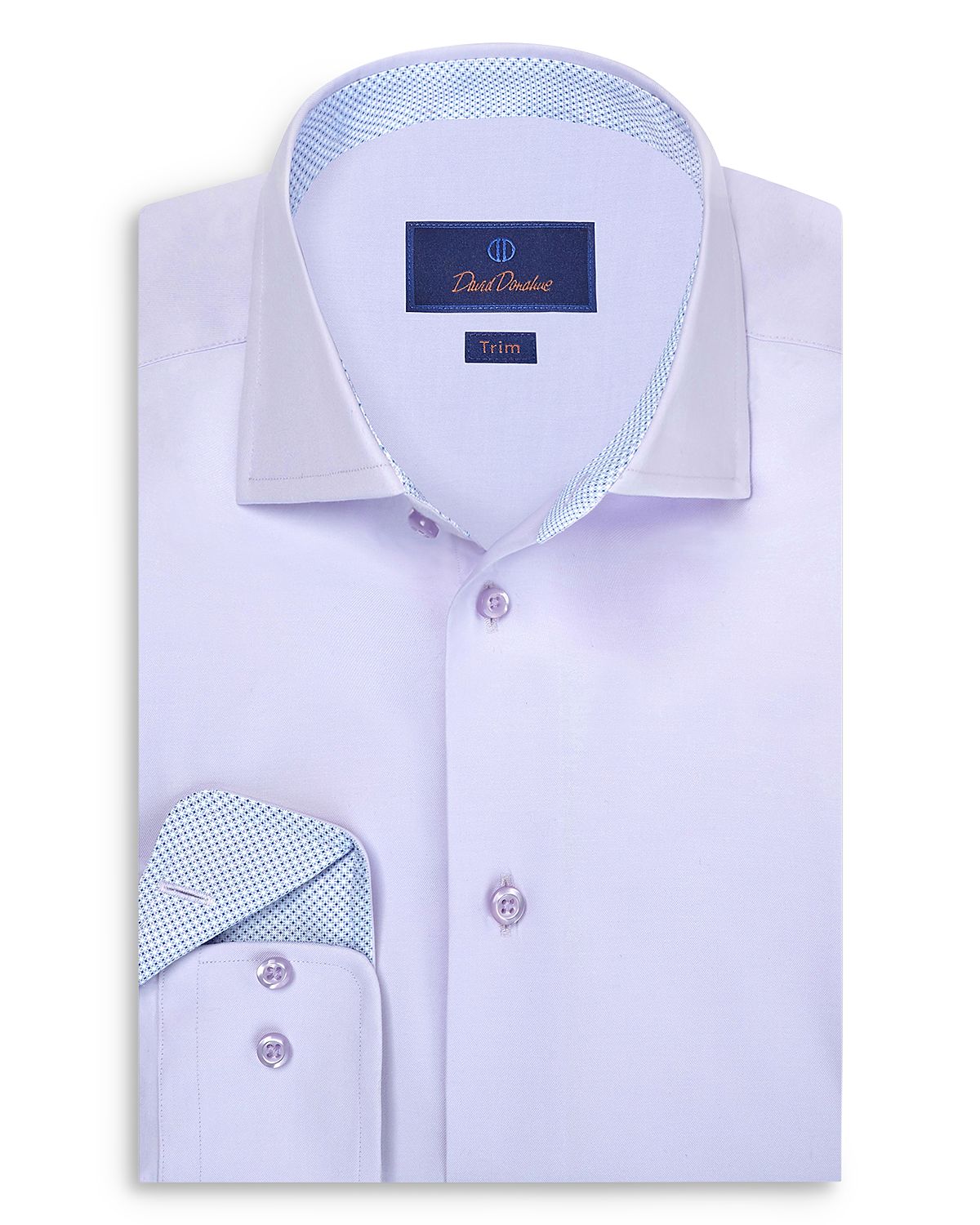 David Donahue Trim Fit Twill Solid Dress Shirt